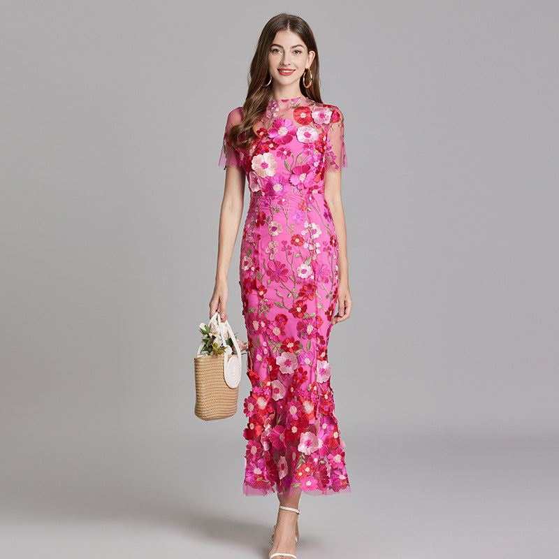 Anneliese | Women's Floral Appliqué Midi Dress