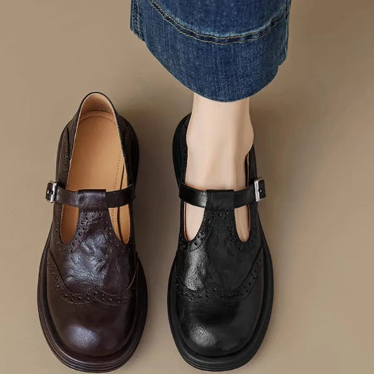 Clara | Women's Leather T-Strap Shoes