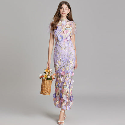 Anneliese | Women's Floral Appliqué Midi Dress