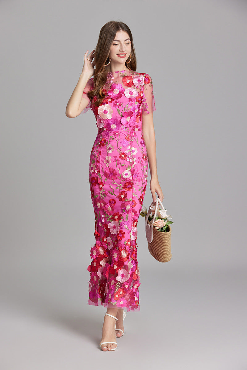 Anneliese | Women's Floral Appliqué Midi Dress