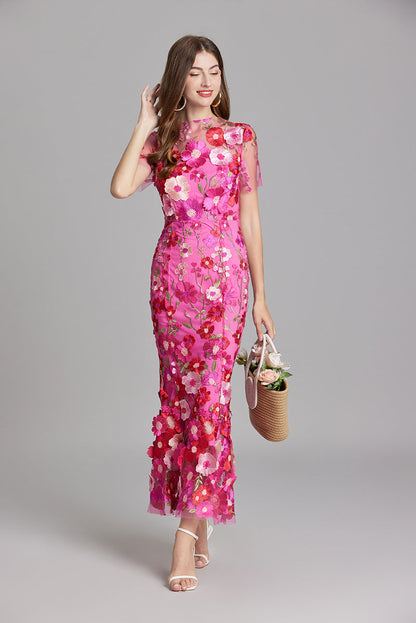 Anneliese | Women's Floral Appliqué Midi Dress