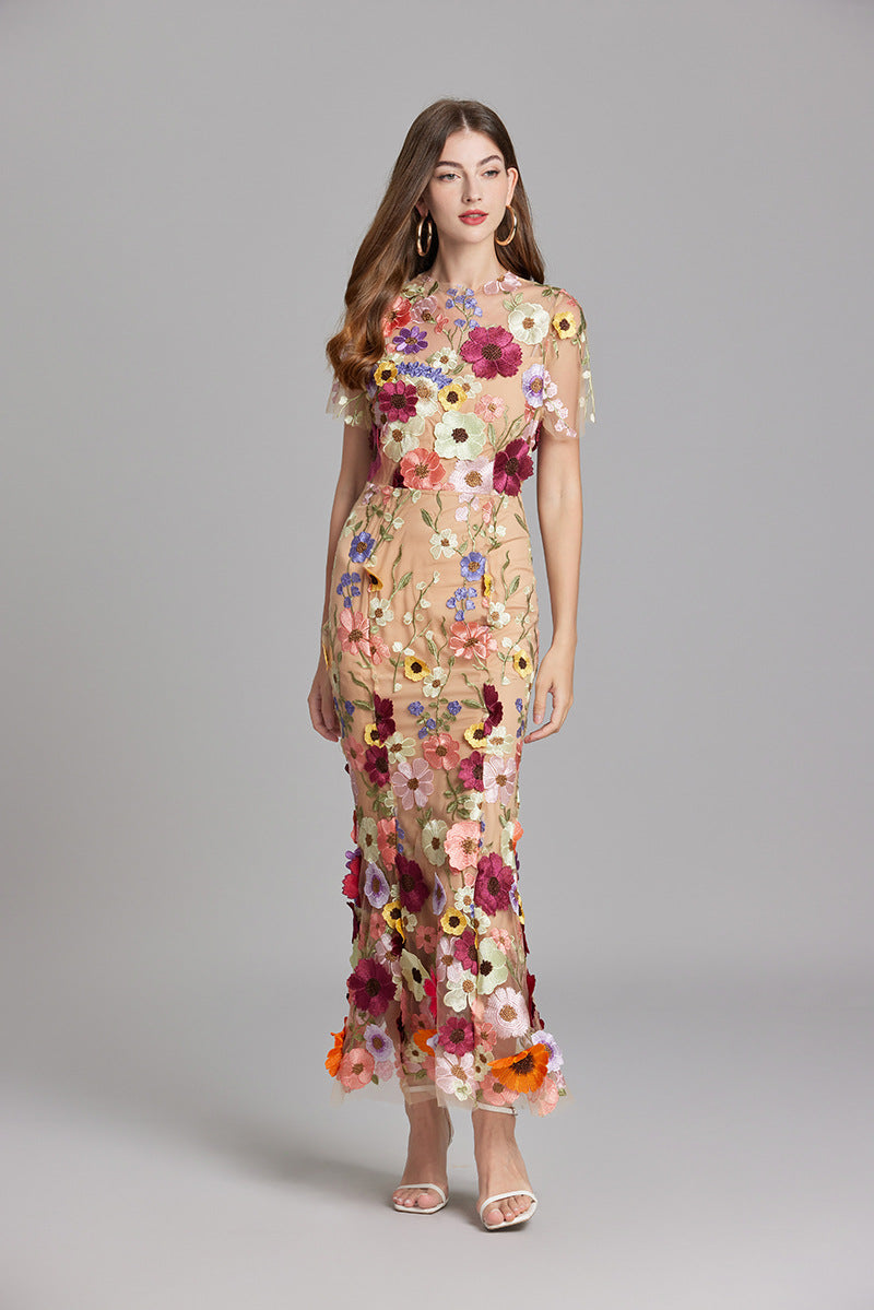 Anneliese | Women's Floral Appliqué Midi Dress