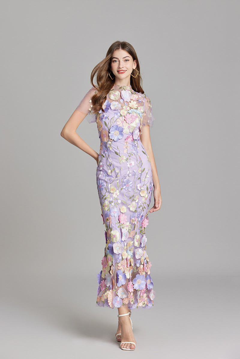 Anneliese | Women's Floral Appliqué Midi Dress