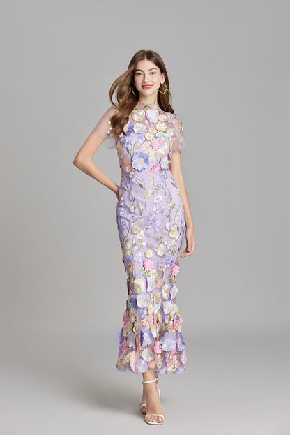 Anneliese | Women's Floral Appliqué Midi Dress
