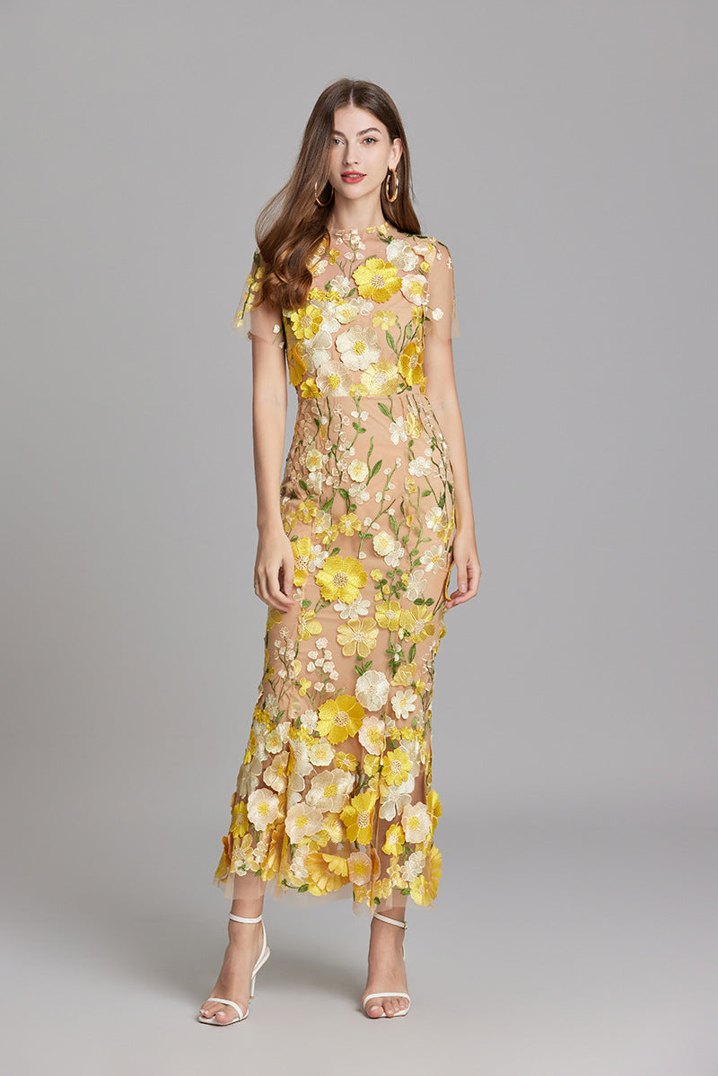Anneliese | Women's Floral Appliqué Midi Dress