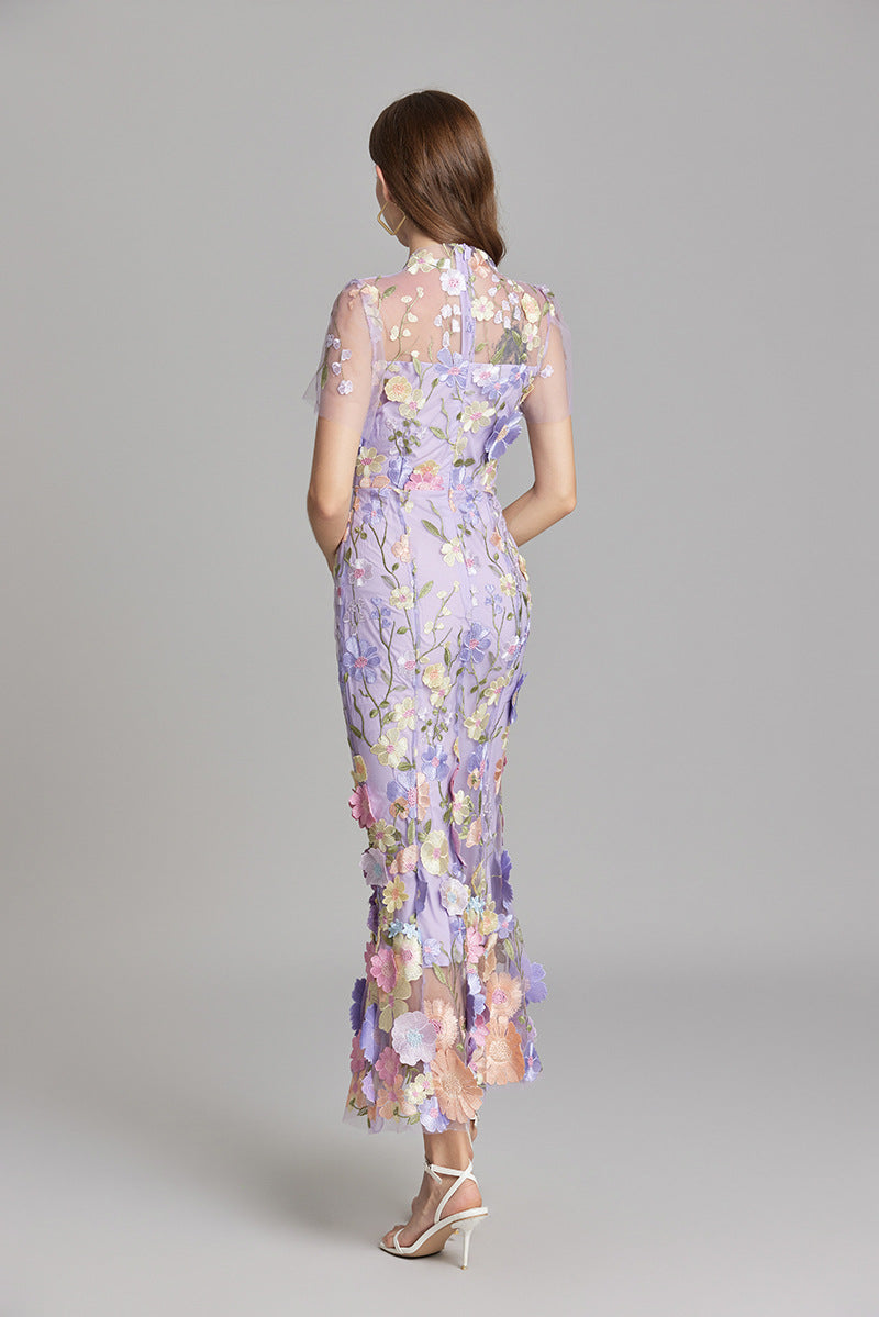 Anneliese | Women's Floral Appliqué Midi Dress