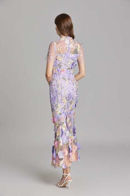 Anneliese | Women's Floral Appliqué Midi Dress