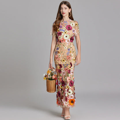Anneliese | Women's Floral Appliqué Midi Dress