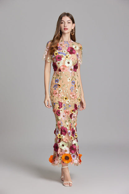 Anneliese | Women's Floral Appliqué Midi Dress