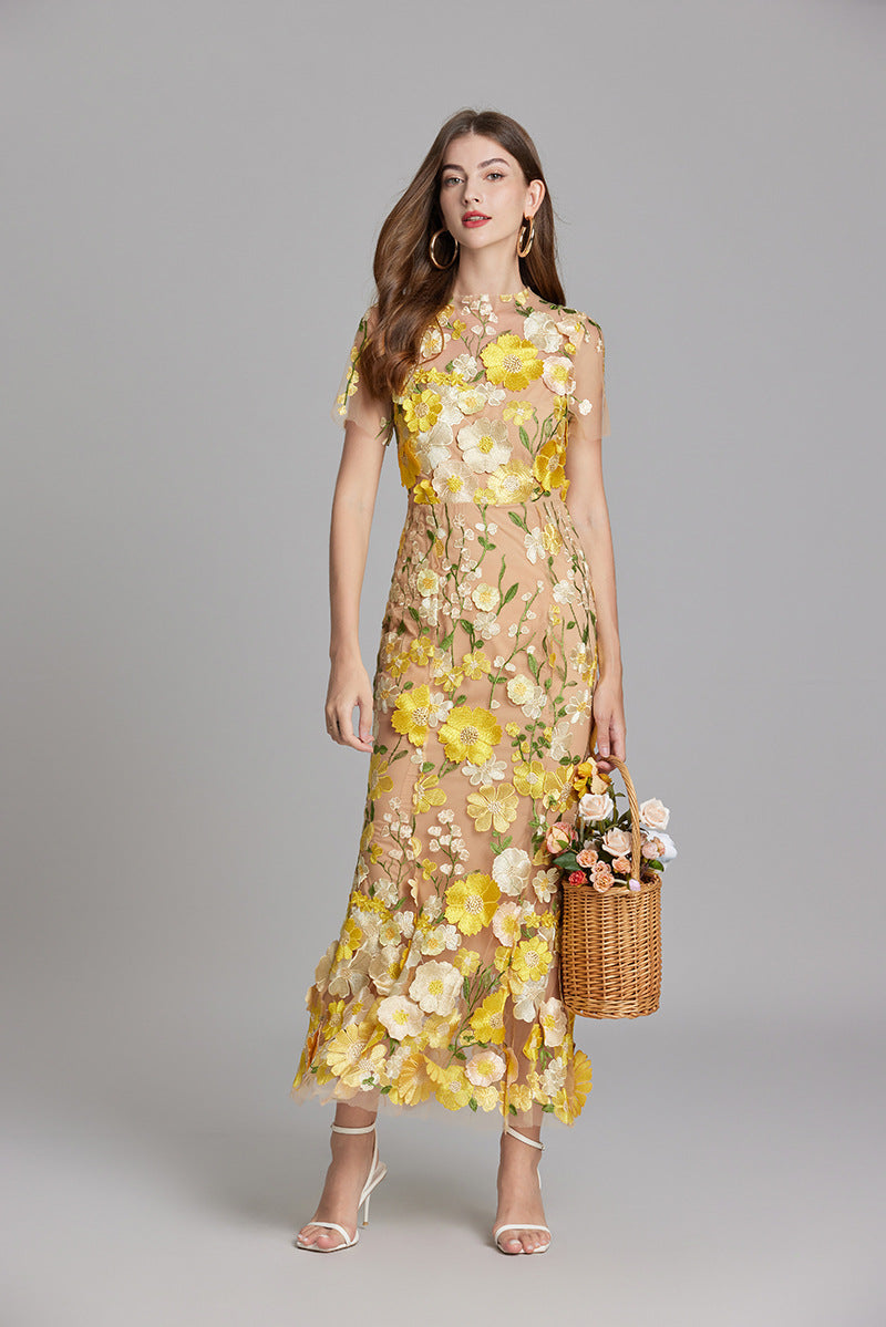 Anneliese | Women's Floral Appliqué Midi Dress