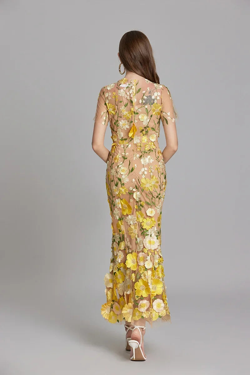 Anneliese | Women's Floral Appliqué Midi Dress