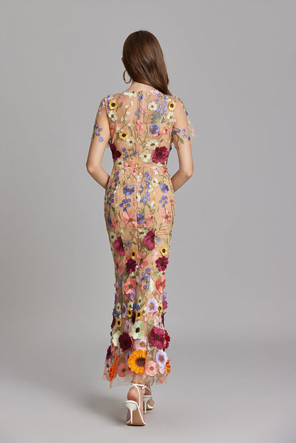 Anneliese | Women's Floral Appliqué Midi Dress