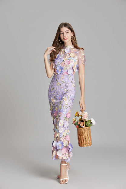 Anneliese | Women's Floral Appliqué Midi Dress