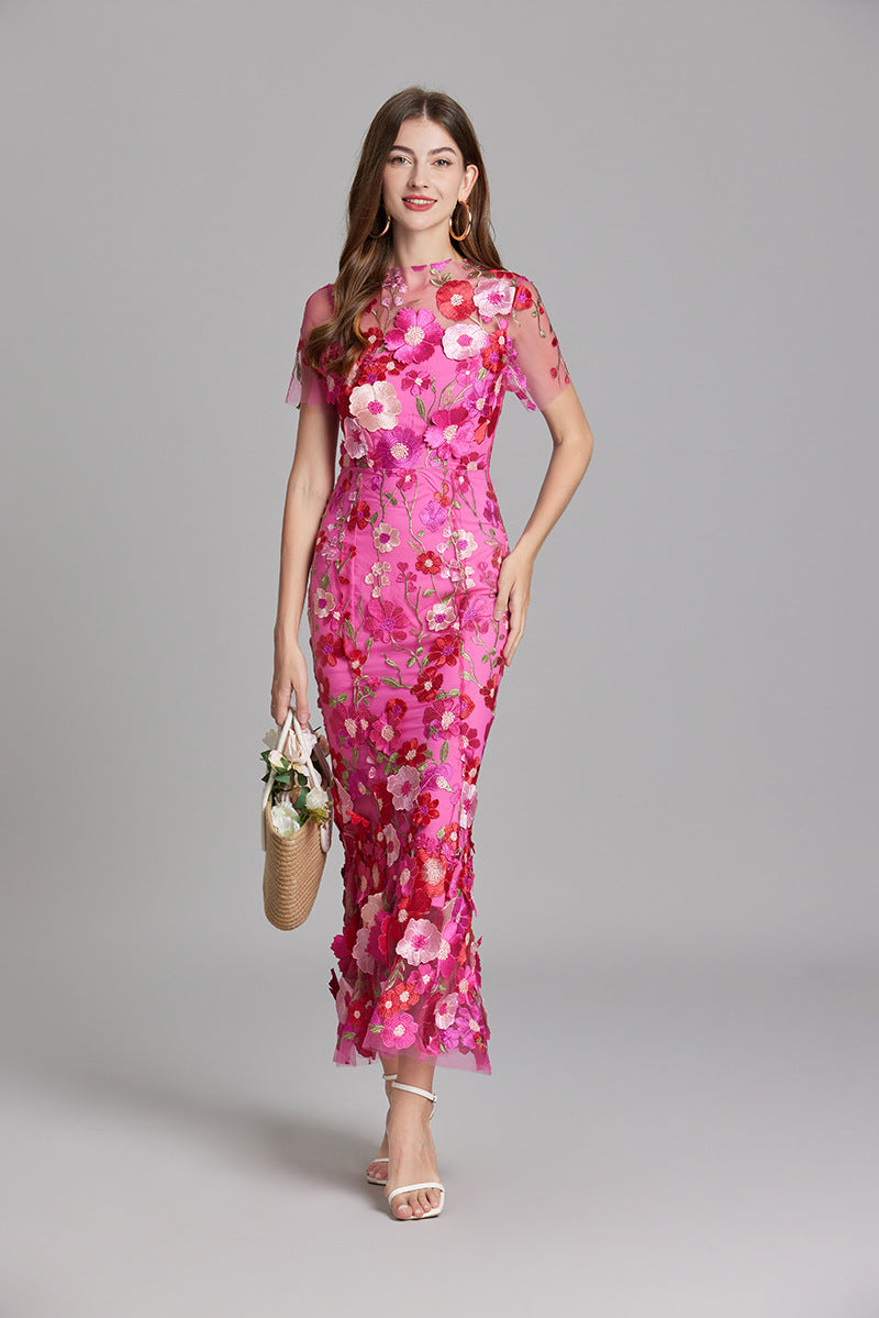 Anneliese | Women's Floral Appliqué Midi Dress