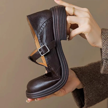 Clara | Women's Leather T-Strap Shoes