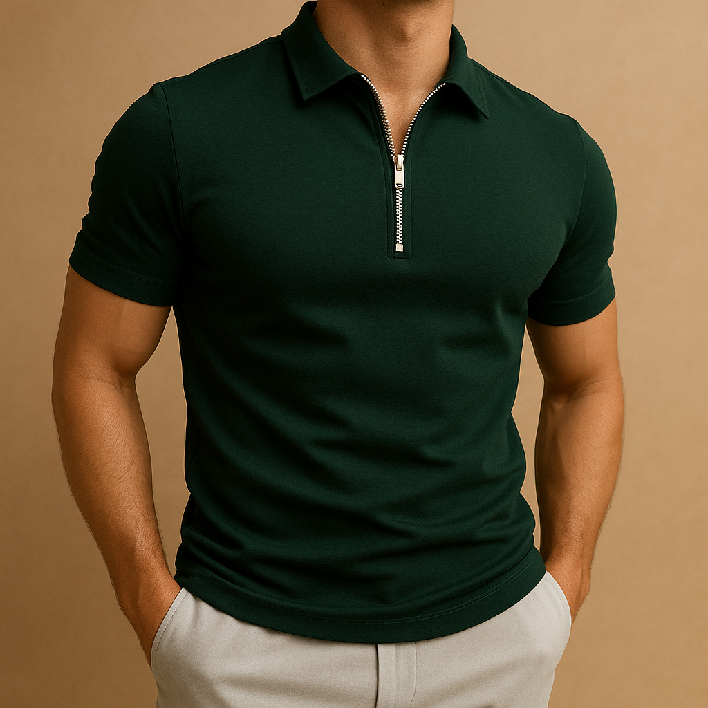 Miles | Men's Zip Neck Slim Fit Polo