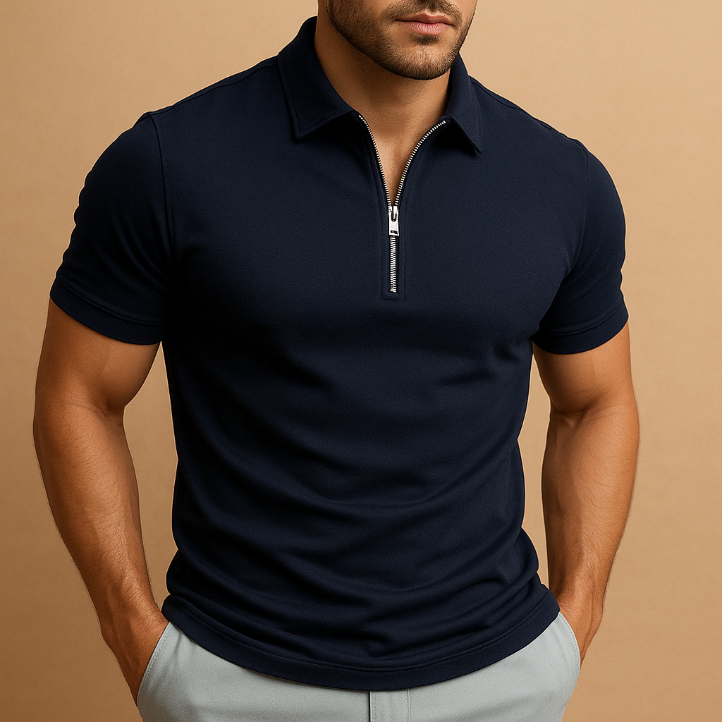 Miles | Men's Zip Neck Slim Fit Polo