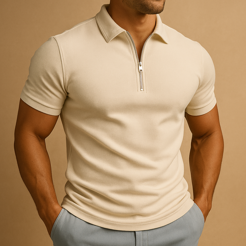 Miles | Men's Zip Neck Slim Fit Polo