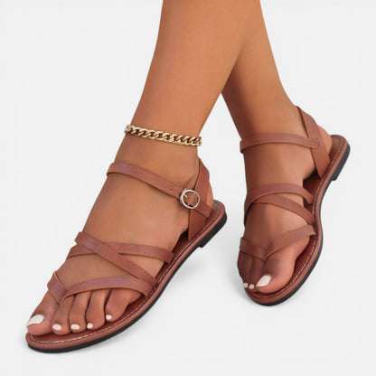 Iris | Women's Strappy Toe Loop Flat Sandals