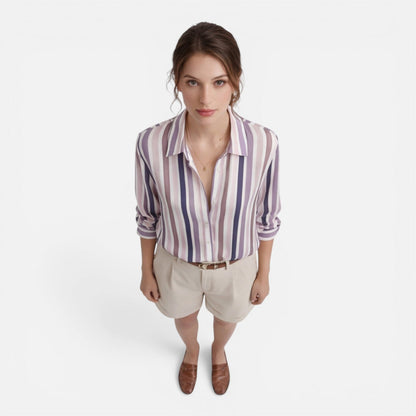 Camille | Women's Vertical Stripe Summer Blouse
