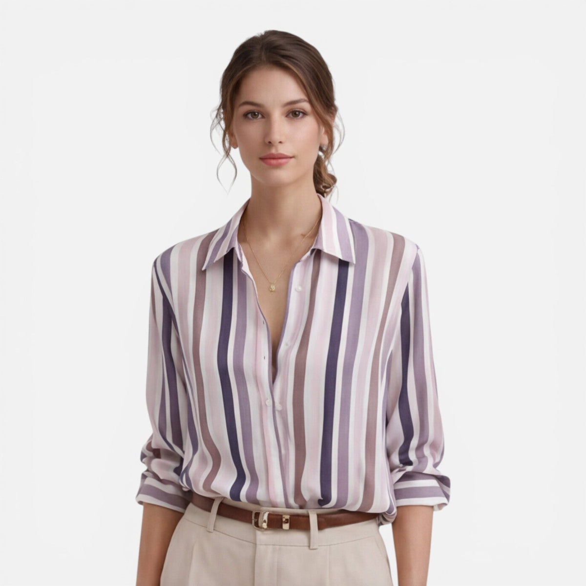 Camille | Women's Vertical Stripe Summer Blouse