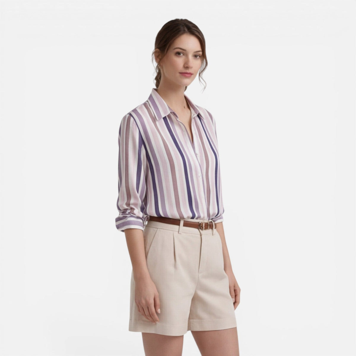 Camille | Women's Vertical Stripe Summer Blouse