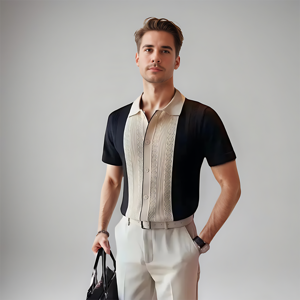 Edward | Men's Contrast Panel Polo Shirt