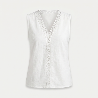 Sadie | Women's Lace Trim V-Neck Top