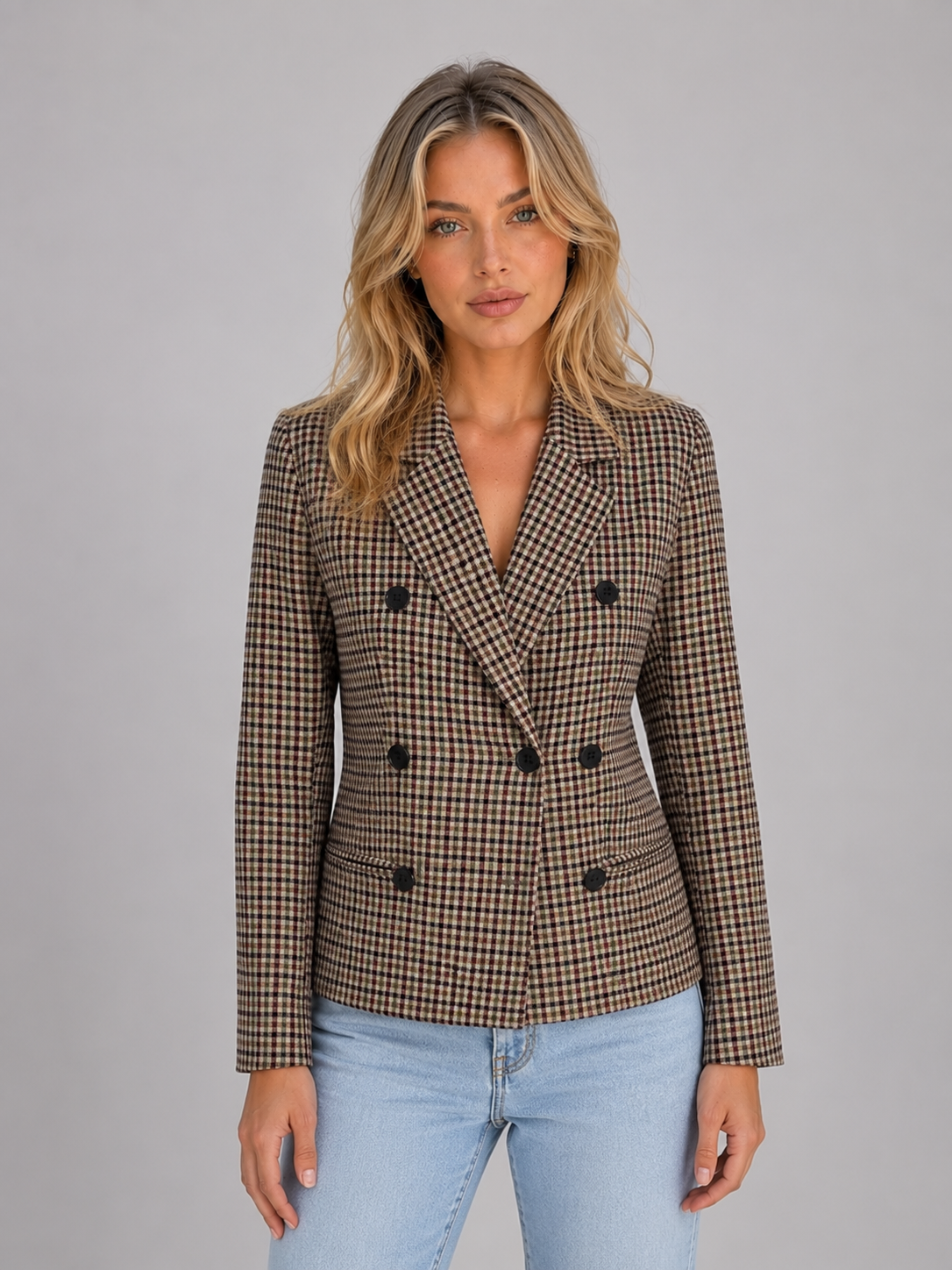 Prudence | Women's Checked Double Breasted Blazer