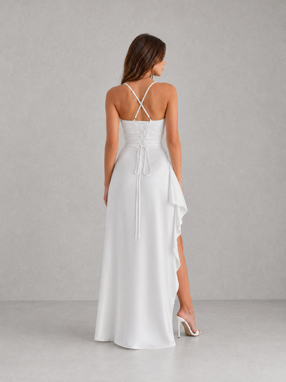 Rosemary | Women's Draped Satin Feel Maxi Dress