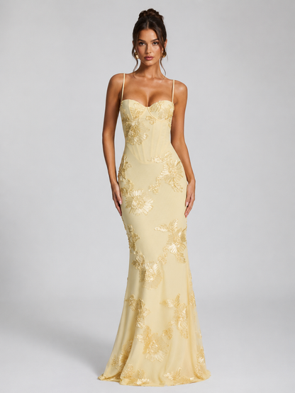 Marina | Women's Floral Corset Maxi Dress