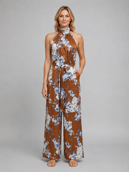 Marisol | Women's Floral Halter Wide Leg Jumpsuit