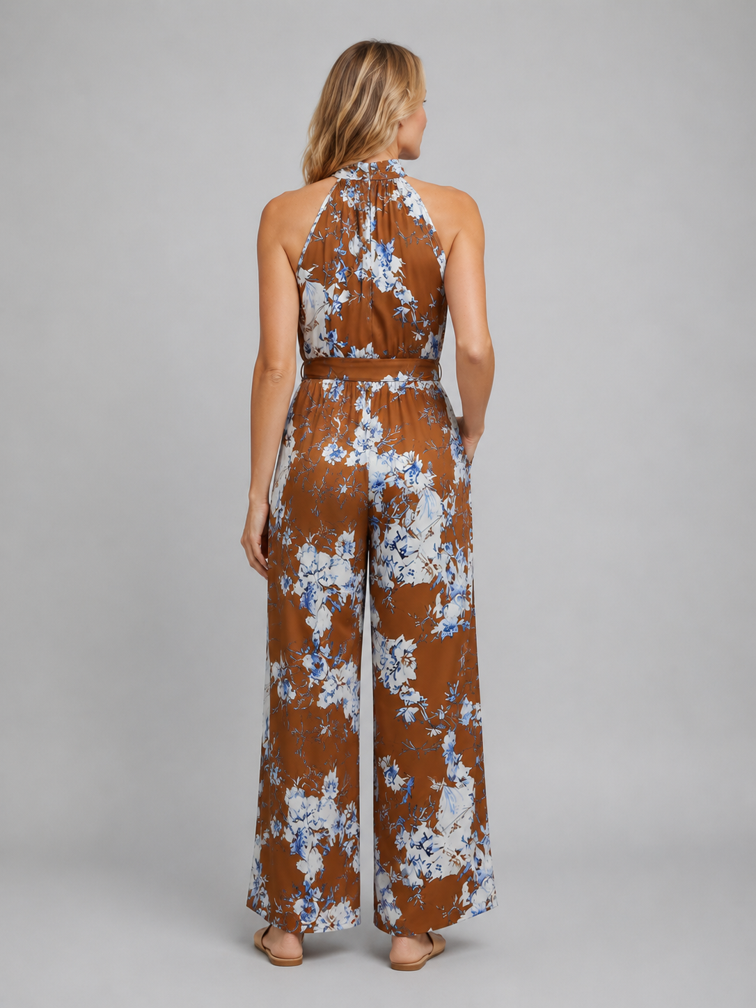 Marisol | Women's Floral Halter Wide Leg Jumpsuit