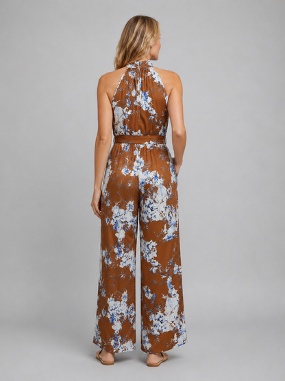 Marisol | Women's Floral Halter Wide Leg Jumpsuit