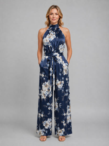 Marisol | Women's Floral Halter Wide Leg Jumpsuit