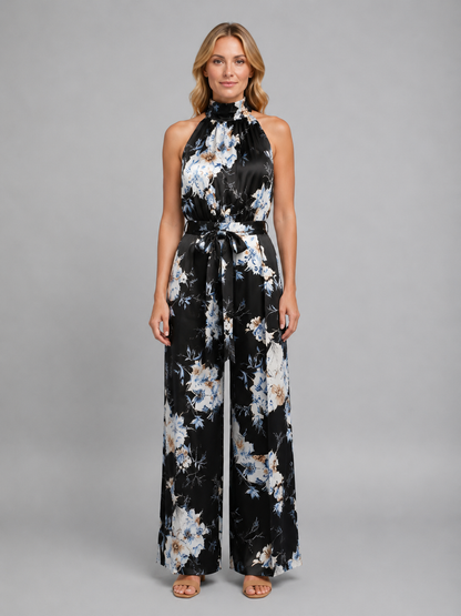 Marisol | Women's Floral Halter Wide Leg Jumpsuit
