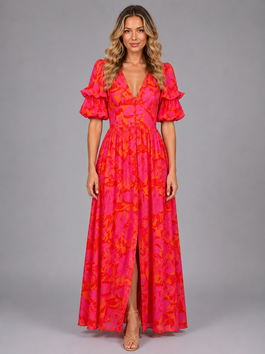Clementine | Women's Floral Puff Sleeve Maxi Dress