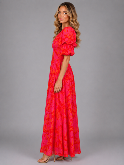 Clementine | Women's Floral Puff Sleeve Maxi Dress