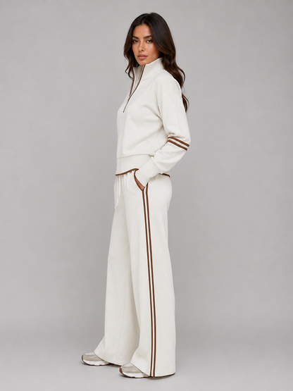 Romilly | Women's Half Zip Wide Leg Lounge Set
