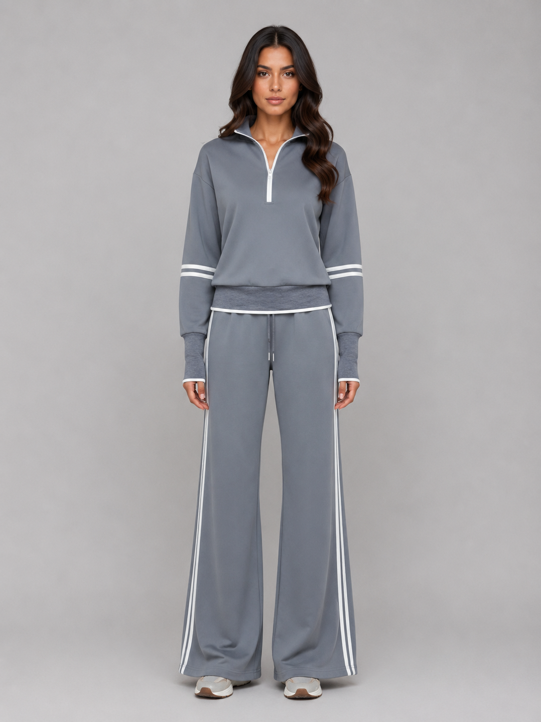 Romilly | Women's Half Zip Wide Leg Lounge Set