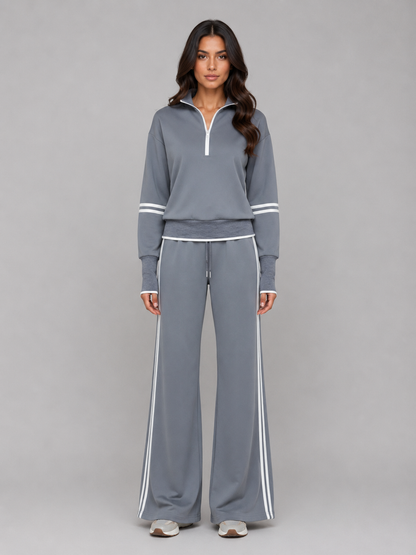 Romilly | Women's Half Zip Wide Leg Lounge Set