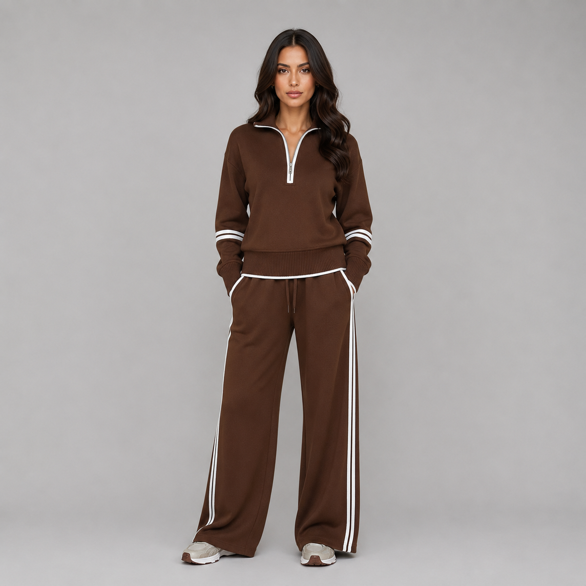 Romilly | Women's Half Zip Wide Leg Lounge Set