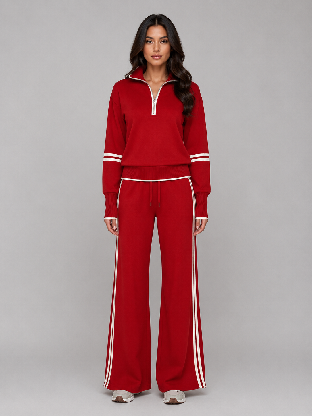 Romilly | Women's Half Zip Wide Leg Lounge Set