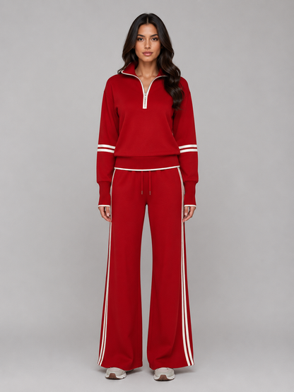 Romilly | Women's Half Zip Wide Leg Lounge Set