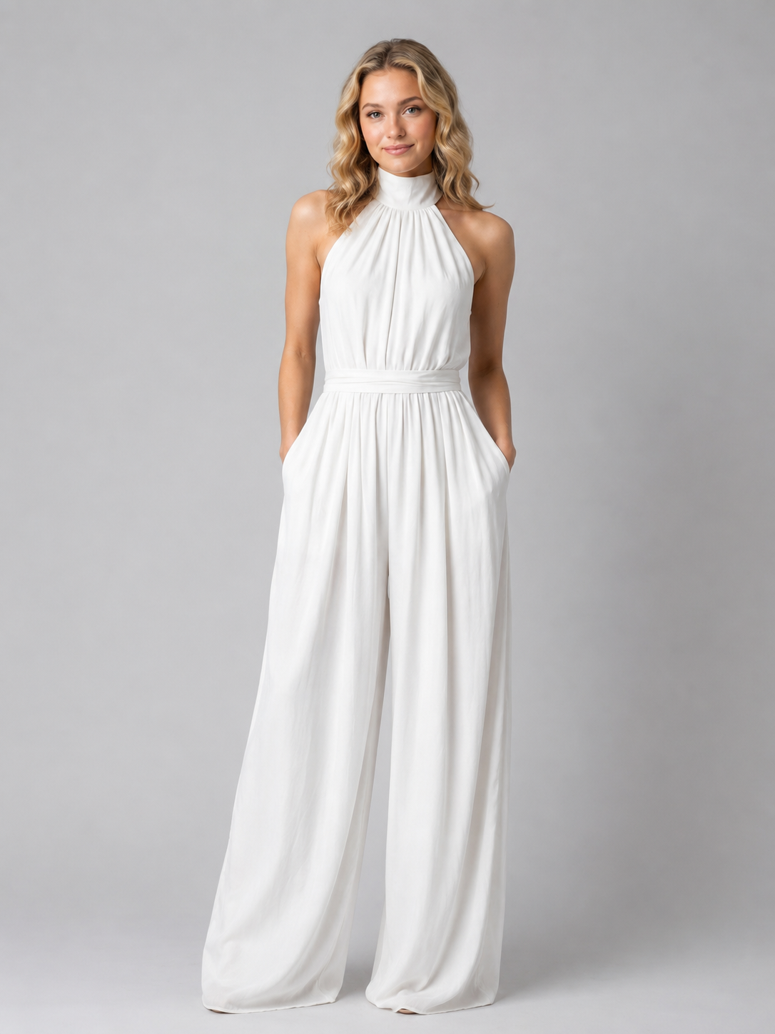 Sabrina | Women's Halter Neck Wide Leg Jumpsuit