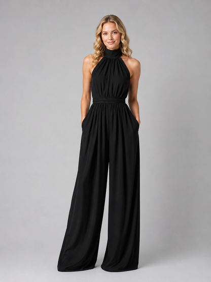 Sabrina | Women's Halter Neck Wide Leg Jumpsuit