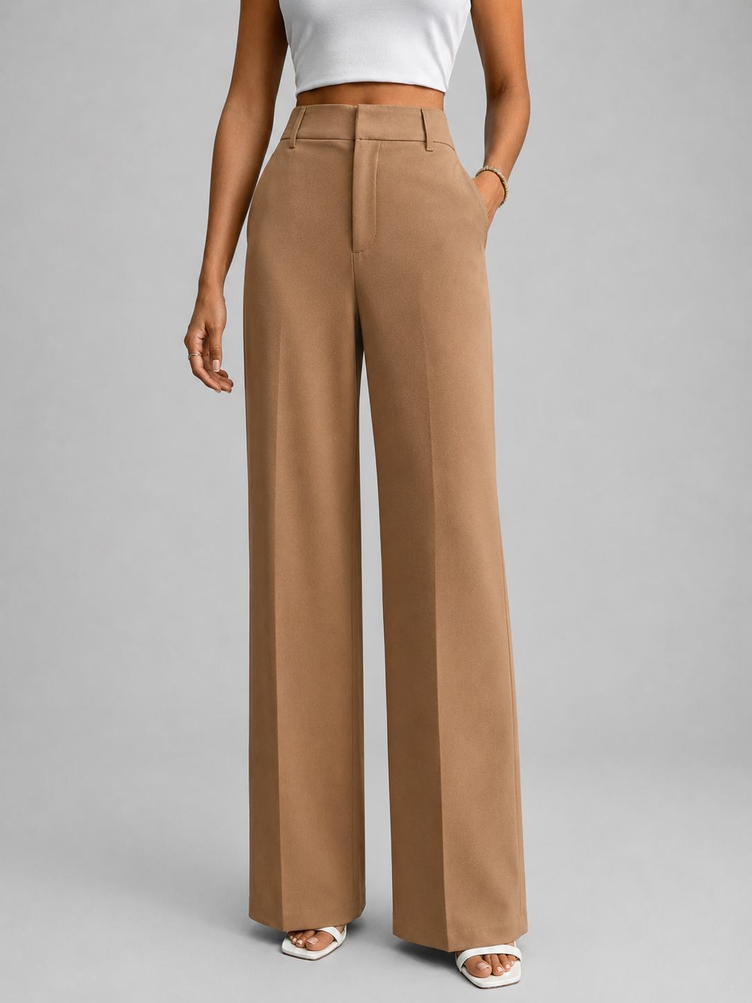 Winnie | Women's High Waisted Wide Leg Trousers