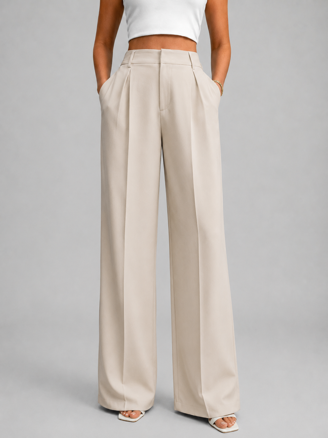 Winnie | Women's High Waisted Wide Leg Trousers