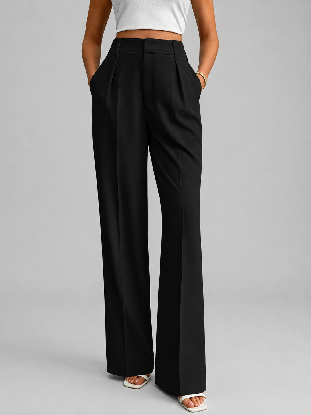 Winnie | Women's High Waisted Wide Leg Trousers