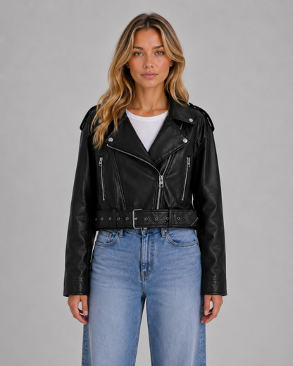 Elke | Women's Leather Look Biker Jacket